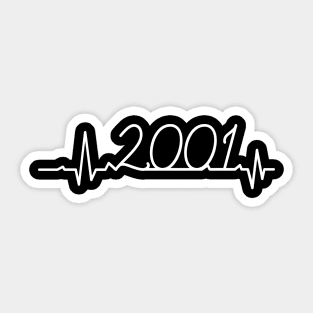 19th Birthday Gift 2001 Heartbeat Sticker